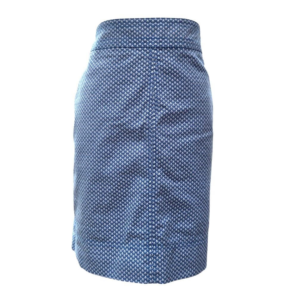 Talbots Petites Coastal Blue Sailboat Print Pencil Skirt Womens Petite Size 10p